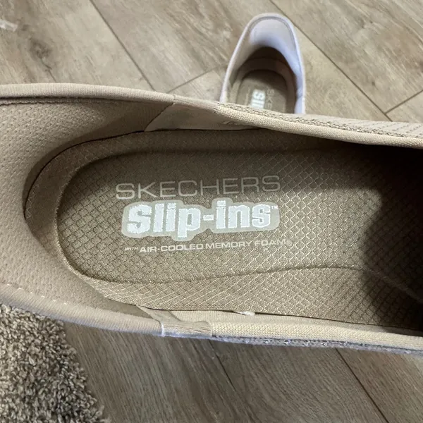 Skechers Slip-ins Womens 8.5 Taupe Gold Hands Free Air Cooled Memory Foam Shoes - Image 3