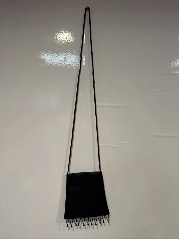 Black Beaded Fringe Crossbody Bag - Image 7