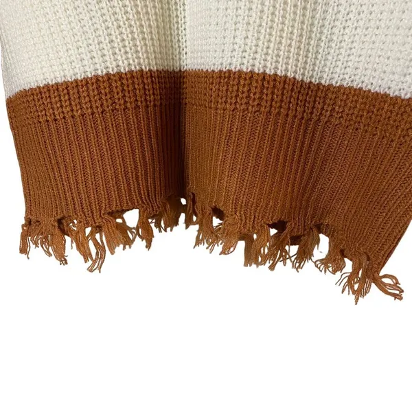 Moon & Madison Women's Striped‎ Distressed V-Neck Pullover Sweater Size XS - Image 8
