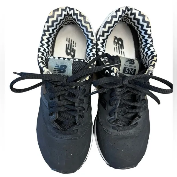 New Balance 574 Black & White Sneakers Women’s Size 5 - Image 3