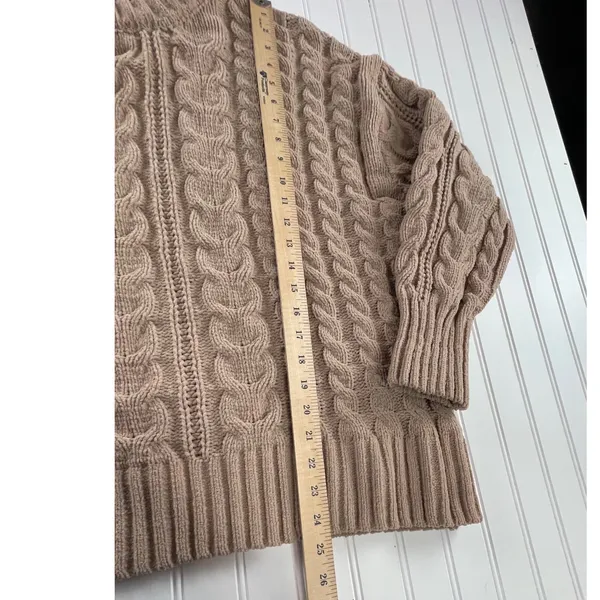 SO Women XXL Tan Brown Cable Knit Chenille Sweater Crewneck Oversized Cozy - Image 6