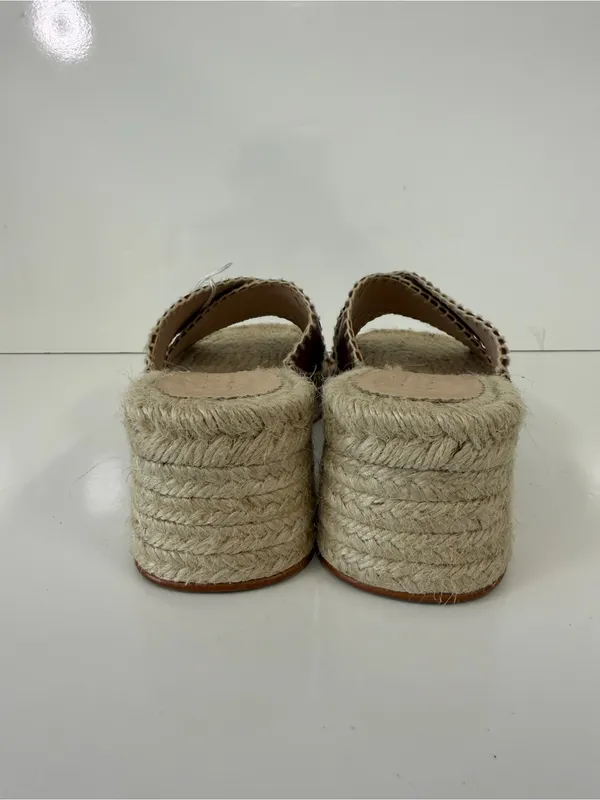 J.Crew Women’s Tan Leather Espadrille Block Heel Mule Sandals. Size: US 7.5 - Image 6
