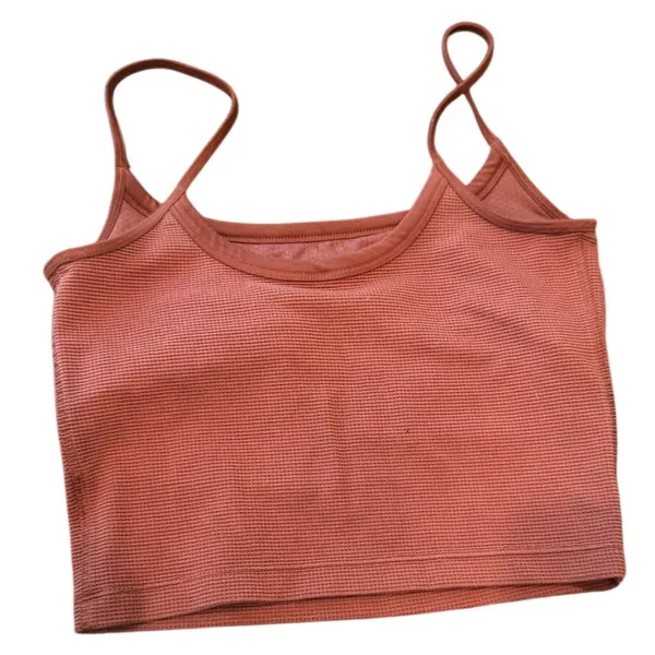 Vuori Women's Rib Crop Tank Top Mauve Pink Built-In Shelf Bra | Estimated Small - Image 2