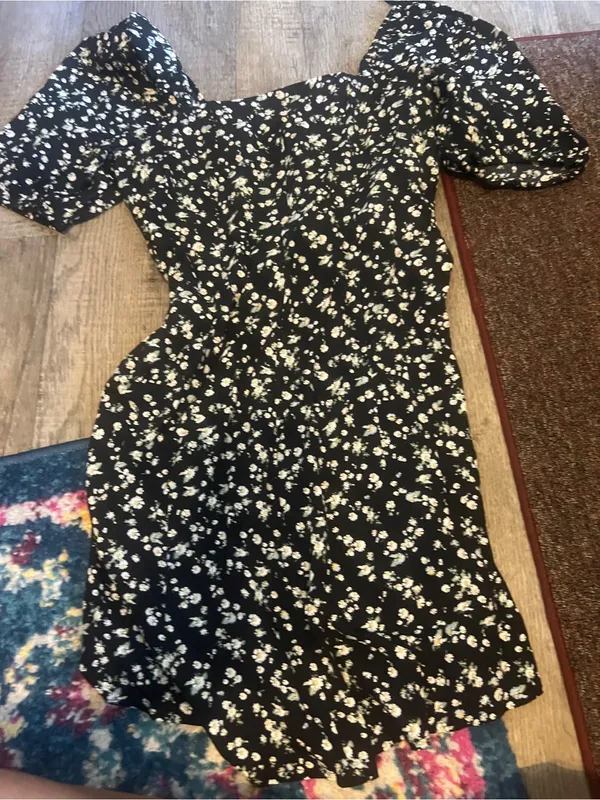 & other stories Black Floral Square-Neck Mini Dress - Image 12