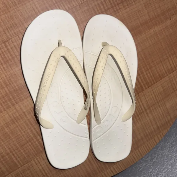 Crocs Basic Beach Sandals White Thong Comfort Iconic Summer Flip-Flop Size M7 W9 - Image 2