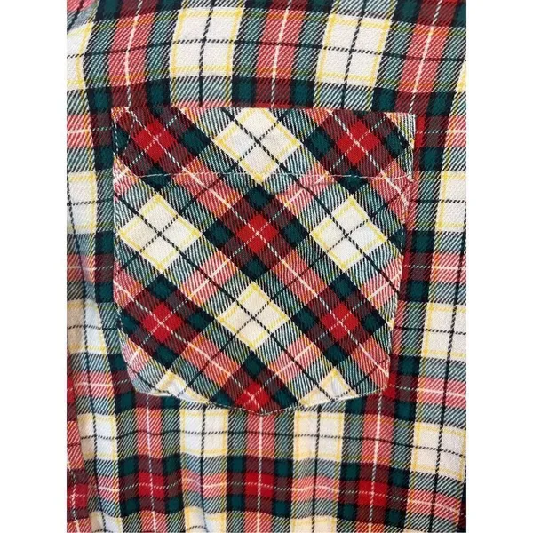 GAP Flannel Shirt Women's Large Green Red Plaid Long Sleeve Button Up (4036) - Image 3