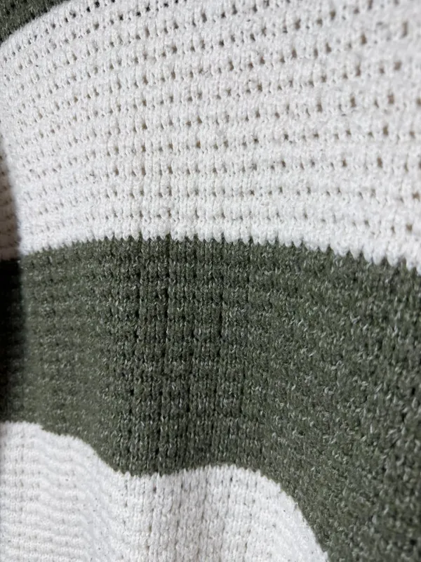 ASOS Design Chunky Knit Striped Sweater Green & White Size Small Oversized - Image 2