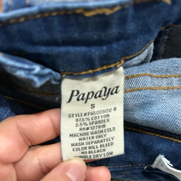 Papaya Denim Distressed Overalls‎ small blue - Image 6