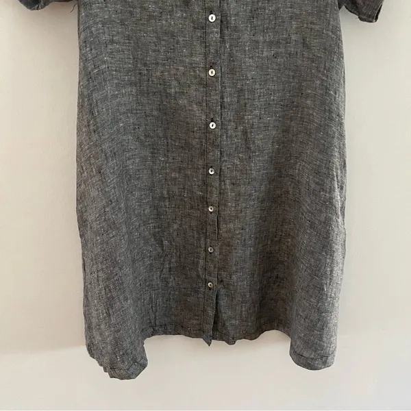 Tahari 100% Linen Dress With Chambray Coloring and convenient side pocket M - Image 3