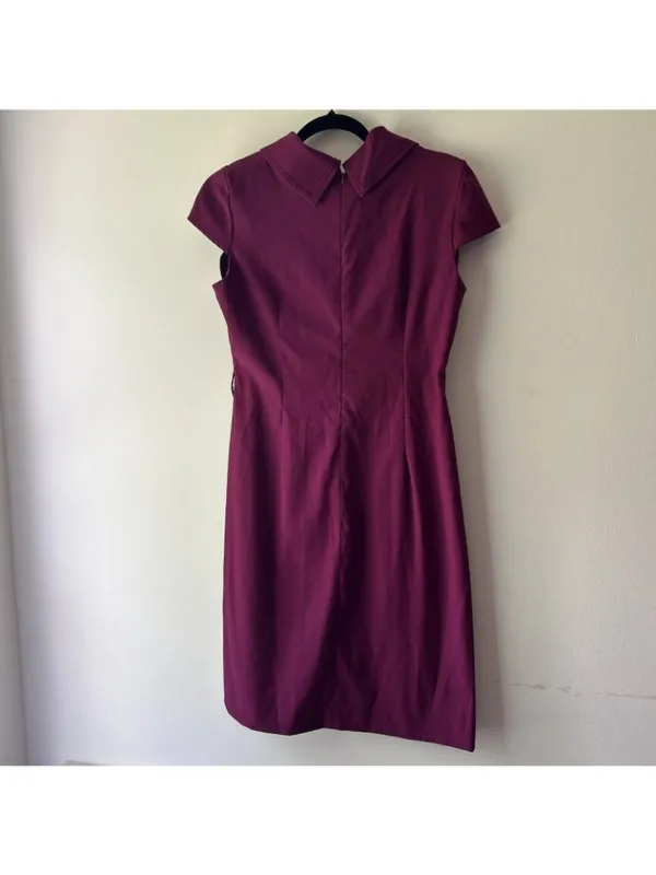 LONDON TIMES Dress Knit Cap Sleeves Collared Maroon Stretch Zipper Sz 8 - Image 6