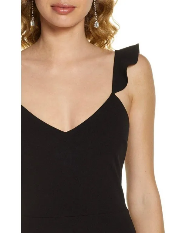 WAYF NWOT The Mina Ruffle Strap Gown In Black - Image 4