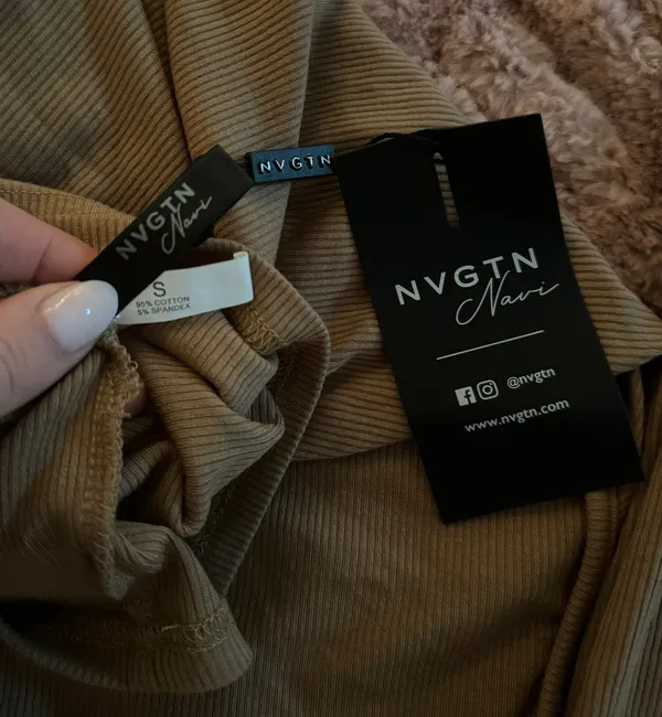 NVGTN Navi Mocha Ribbed Into You Midi Dress - Image 5