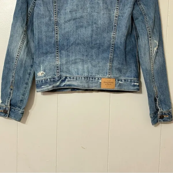 Abercrombie & Fitch Denim Jean Jacket Womens S Blue Distressed Classic - Image 12