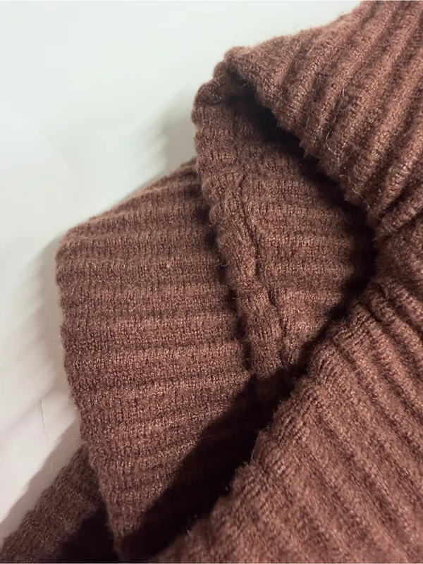 Brown ribbed sweater half zip cozy comfy fall travel elevated basic lounge relax Size XL - Image 7