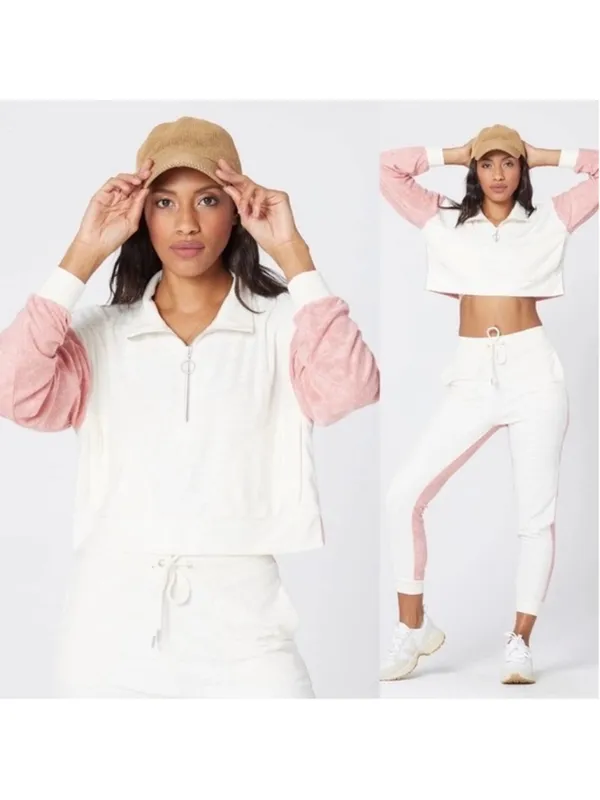 L*SPACE Best Life Pullover & Pant Set, Women's Size L Primrose & Cream NWT - Image 2