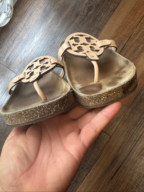 Tory Burch Pale Pink Leather Logo Thong Sandals - Image 6
