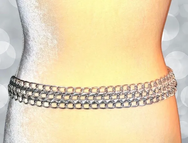 Nwot! Silver chain link look metal/faux leather belt! - Image 4