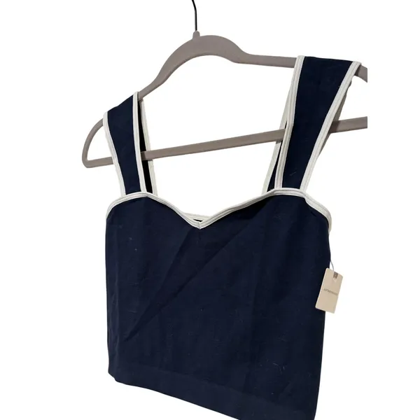 Anthropologie Navy Blue Crop Tank Top S/M - Image 3
