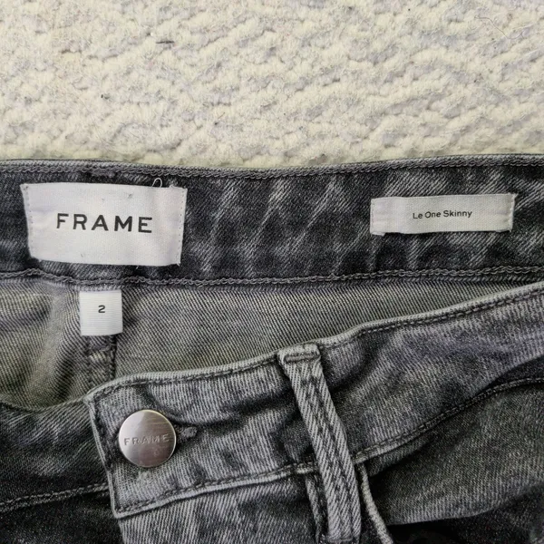 FRAME‎ Le One Skinny Jeans Hughes Washed Black High Rise Stretch LOSKC631 Size 2 - Image 4
