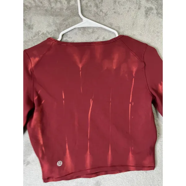 Lululemon Wunder Train Cropped Long Sleeve Shirt Sun Bleached Wash Red Merlot 6 - Image 4