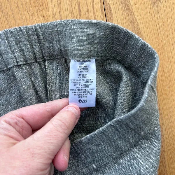 Theory Women's Size‎ 4 Eco Sharkskin Linen Blend Pull On Pants Gray Cropped - Image 5