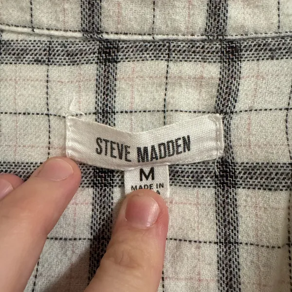 Steve Madden Black and White Checkered shirt - Image 2