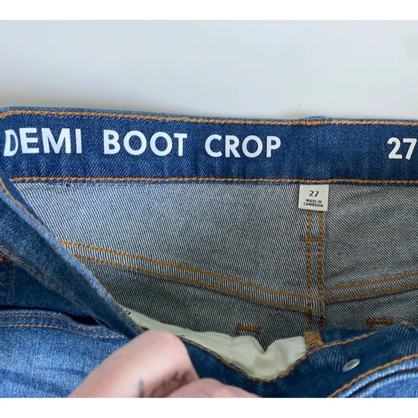 J.Crew Billie Demi Boot Crop Jeans‎ 27 Blue High Rise Raw Hem Medium Wash Denim - Image 6