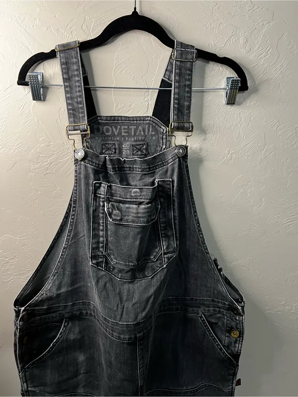 Dovetail Freshley Gray Workwear Canvas Overalls Plus Size Petite Reinforced Knee - Image 3