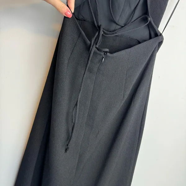 NWT ZARA Midi Corset Dress Sz Small Black Open Lace Up Back Side Slit - Image 15
