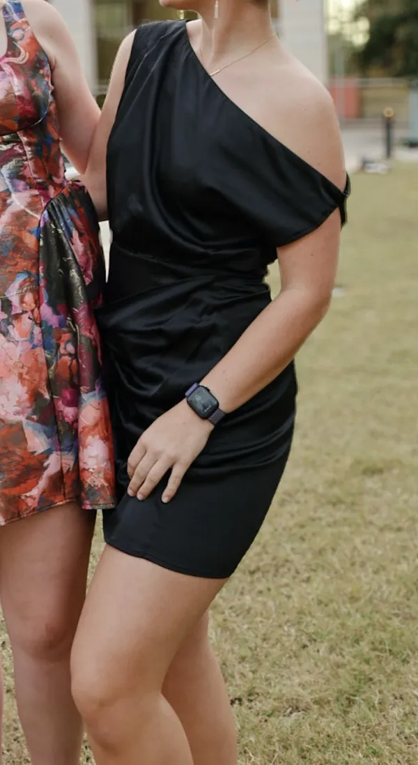 Black Satin Semi Dress - Image 3