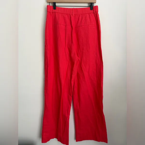Abercrombie & Fitch Linen Blend‎ Tailored Wide Leg Pant Coral Pink M - Image 2