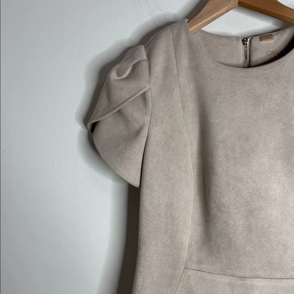Calvin Klein Puff Short Sleeve Faux Suede Princess Seam Sheath Mini Dress size 4 - Image 8
