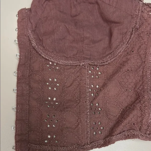 Brown RSQ Eyelet Lace Brown Women's Corset Crop Size Small - Image 5