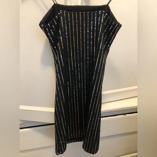Forever 21 Black and Silver Sequins Mini Dress US Size Small - Image 5