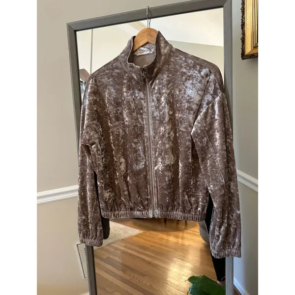Olive + Oak Brown Velvet Full Zip Jacket Small - Image 2