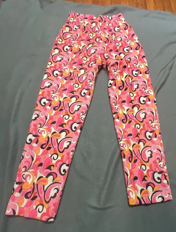 Zara Paisley and Floral 70s Style Dress Pants Pink Orange White Black Size XS - Image 7