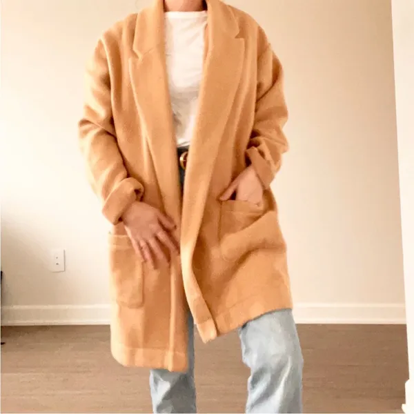 Express Cozy Tan Long Coat - Image 3