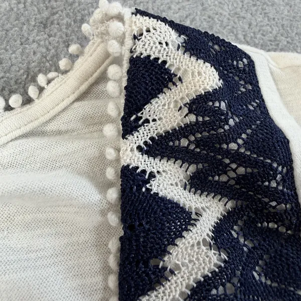 Two by Vince Camuto Women's XL White Lace Zigzag Pom Pom Trim Tank Top - Image 2