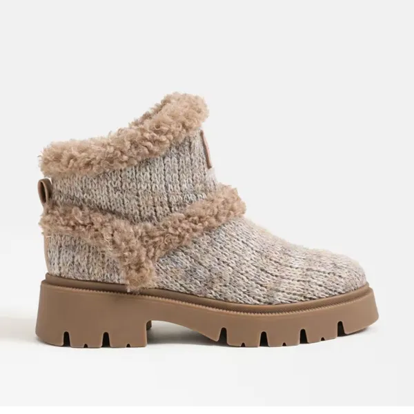 NEW Circus By Sam Edelman Clare Cozy Bootie Color: Natural Multi Knit/Shearling - Image 3