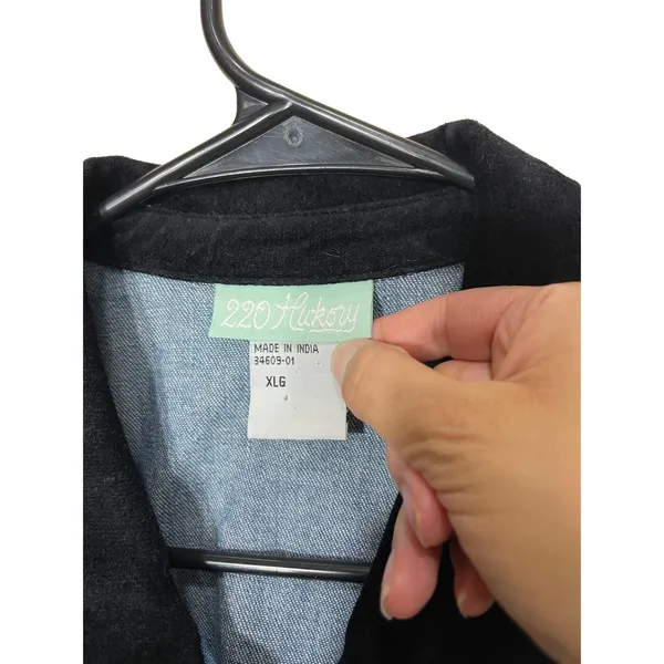 220 Hickory Vintage Denim Sleeveless‎ Zipper Front Velvet Collar Vest XL - Image 6