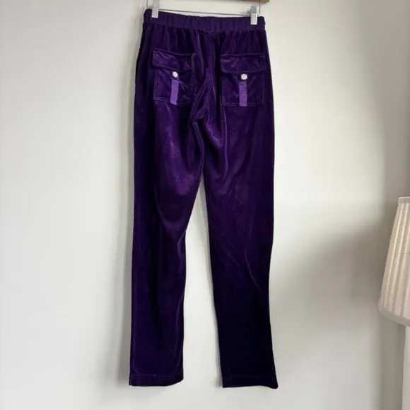 Y2K Tracksuit Purple Velour Lounge Pants S Drawstring Bimbocore McBling - Image 10