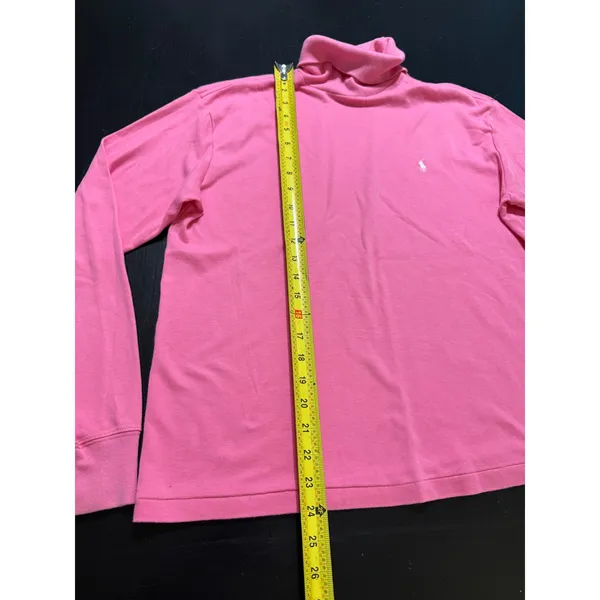 Ralph Lauren Sport Pink Cotton Turtleneck Long Sleeve Top Women Medium - Image 4