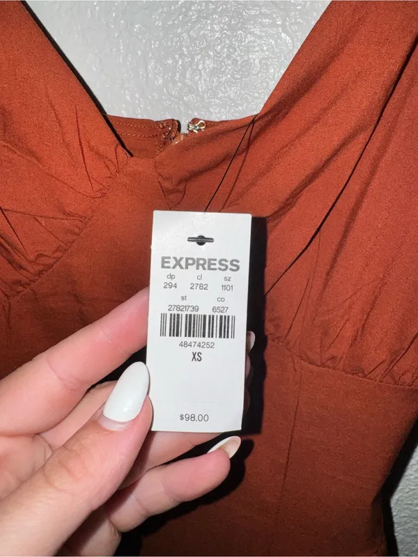 Express Rusty Orange Dress - Image 5