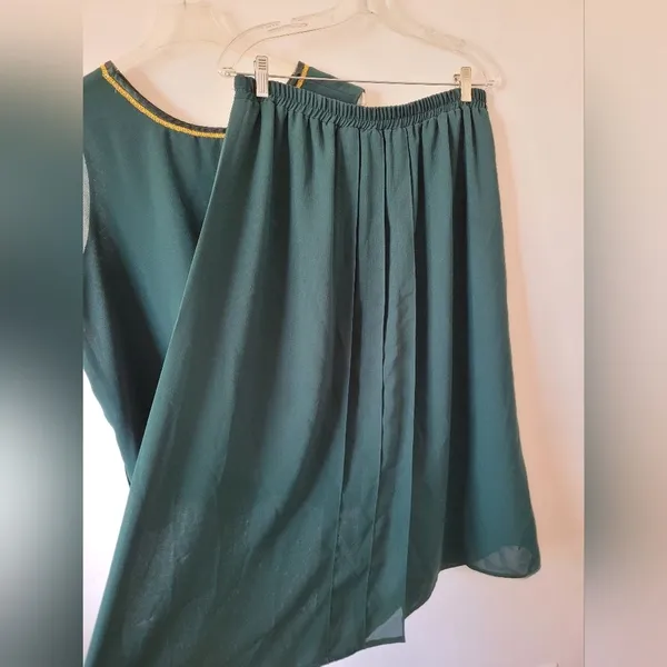 Vintage F.A.D. Emerald Green 2 Piece Skirt Set Retro Grandma Pleat Plus Size 2X - Image 4