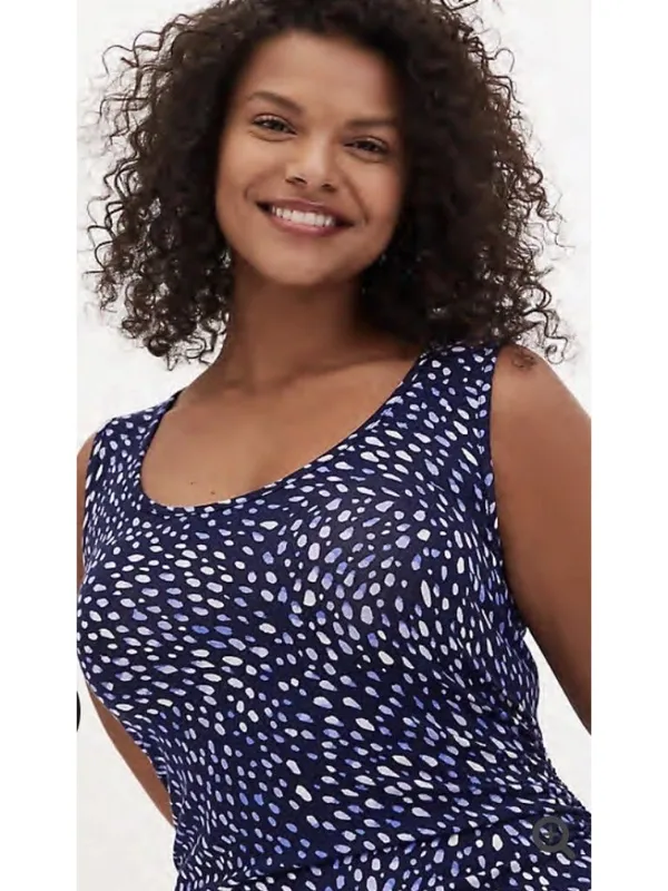 NWT Torrid Womens Plus Size 3X Super Soft Blue Ditsy Dot Drawstring Midi Dress - Image 2