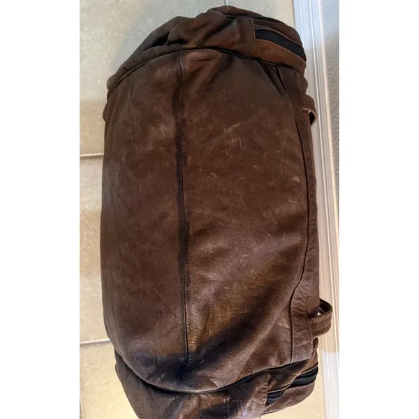 Vintage Eagle Creek Brown Leather Duffle Bag Travel Carry On Weekender 22" - Image 16