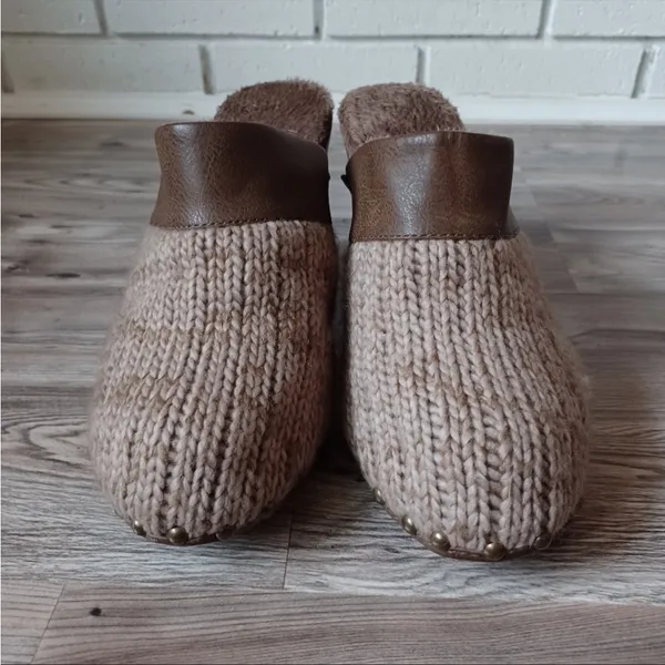 Tan mule knit Mul Luks 3 inch block heel brown 6.5 - Image 6