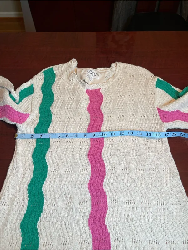 Free People Native Youth Wave Knit Crochet Cover-Up Ivory combo Sz S Coastal - Image 7