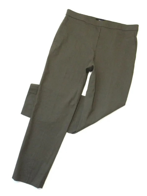 NWT Theory Treeca Pull On in Dark Olive Eco Crunch Linen Stretch Crop Pants 6 - Image 3