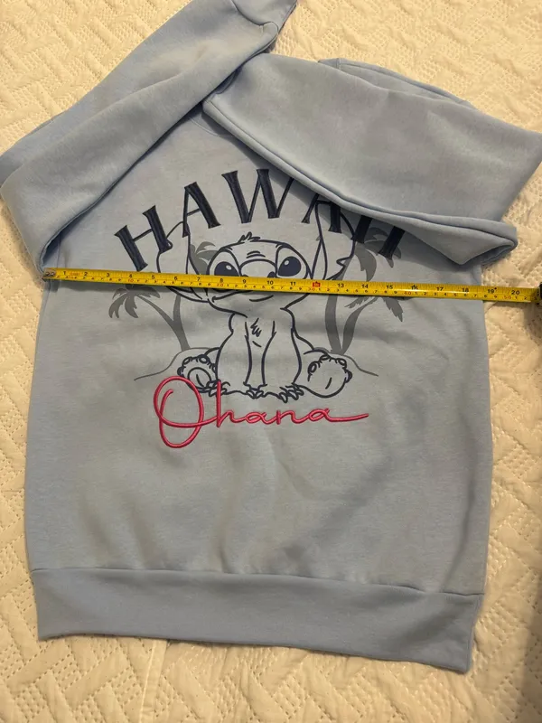 STITCH Disney Women Ohana Hawaii Blue Small Sweatshirt Embroidery - Image 4
